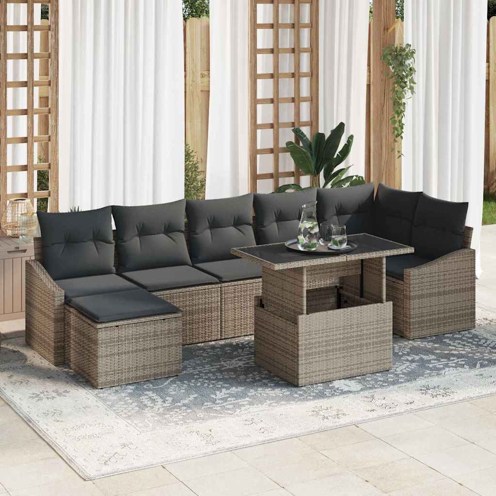 Garten-Sofa-Set mit Kissen 8 pcs Grau