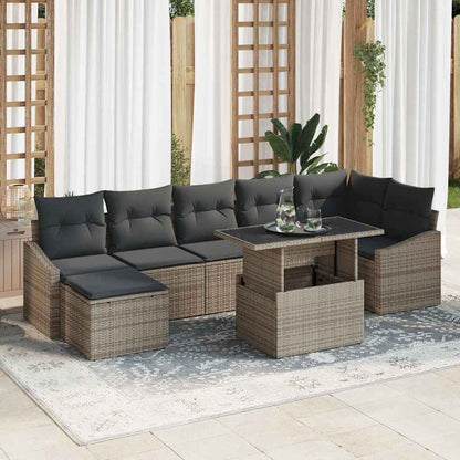 Garten-Sofa-Set mit Kissen 8 pcs Grau