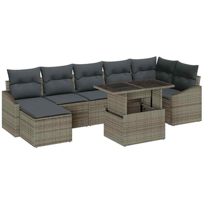 Garten-Sofa-Set mit Kissen 8 pcs Grau