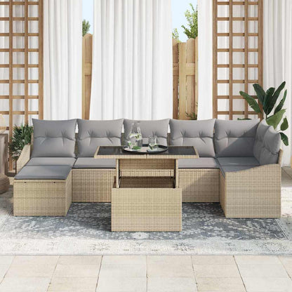 Garten-Sofa-Set mit Kissen 8 pcs Beige und Hellgrau