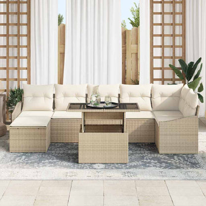 Garten-Sofa-Set mit Kissen 8 pcs Beige und Creme