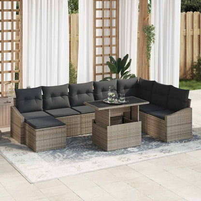 Garten-Sofa-Set mit Kissen 9 pcs Grau