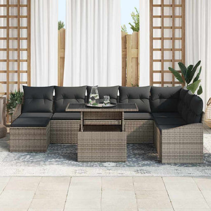 Garten-Sofa-Set mit Kissen 9 pcs Grau