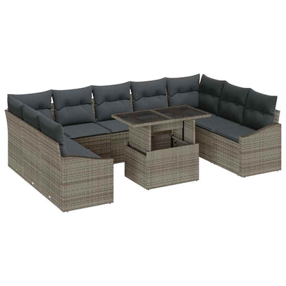Garten-Sofa-Set mit Kissen 10 pcs Grau 100 x 55 x 73 cm