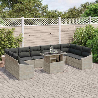 Garten-Sofa-Set mit Kissen 11 pcs Hellgrau 100 x 55 x 73 cm