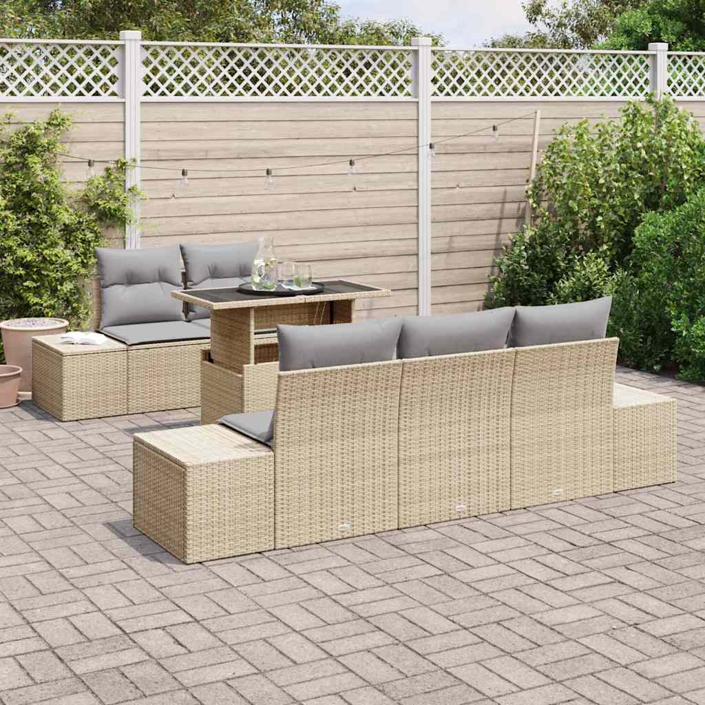 Garten-Sofa-Set 6 pcs Beige und Hellgrau 100 x 55 x 73 cm