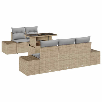 Garten-Sofa-Set 6 pcs Beige und Hellgrau 100 x 55 x 73 cm
