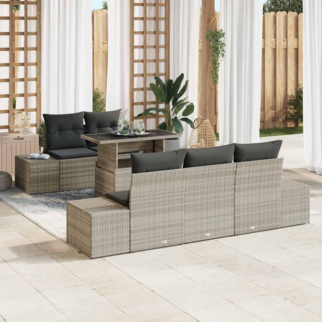 Garten-Sofa-Set mit Kissen 6 pcs Hellgrau 100 x 55 x 73 cm