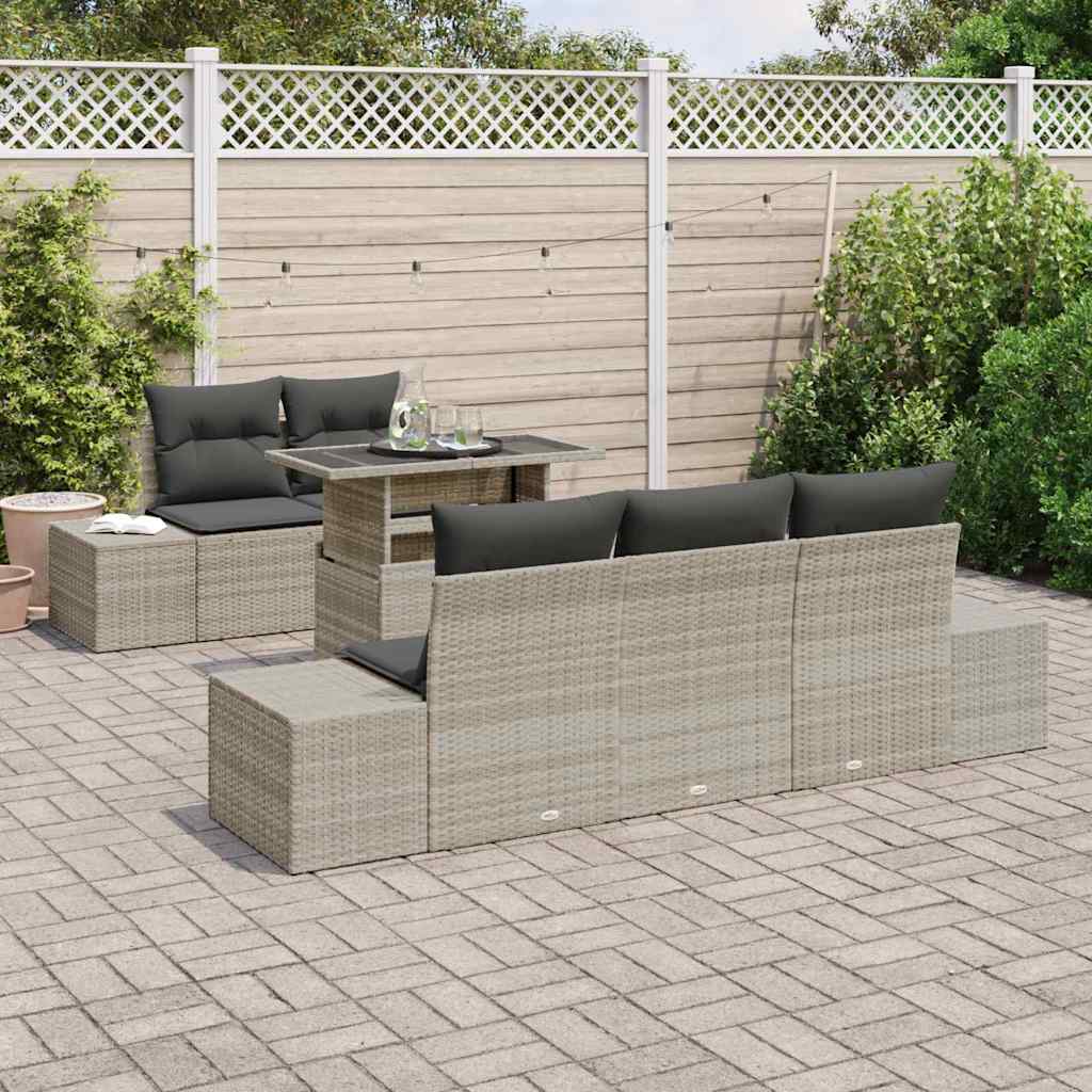 Garten-Sofa-Set mit Kissen 6 pcs Hellgrau 100 x 55 x 73 cm