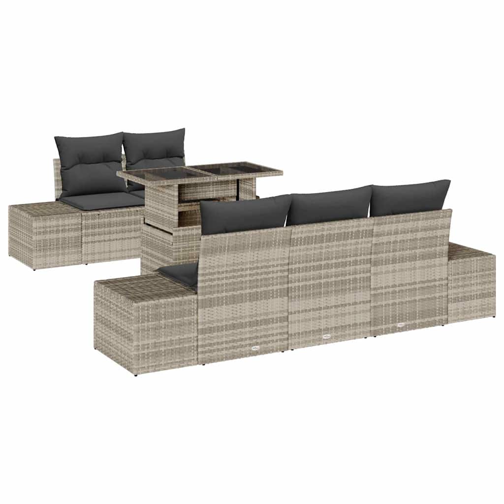Garten-Sofa-Set mit Kissen 6 pcs Hellgrau 100 x 55 x 73 cm