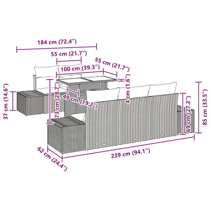 Garten-Sofa-Set mit Kissen 6 pcs Schwarz 100 x 55 x 73 cm
