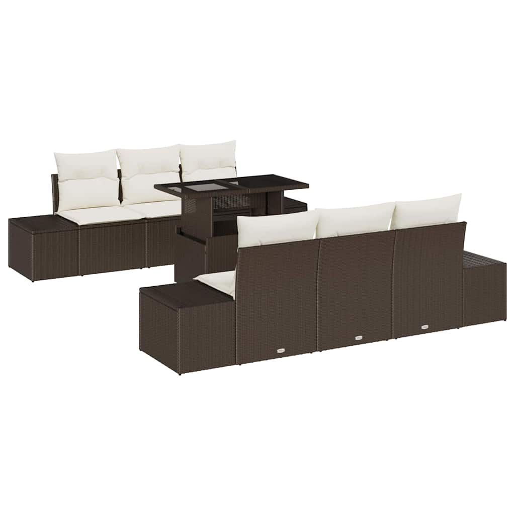 Garten-Sofa-Set 7 pcs Braun und Creme 100 x 55 x 73 cm