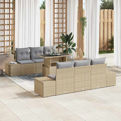 Garten-Sofa-Set 7 pcs Beige und Hellgrau 100 x 55 x 73 cm