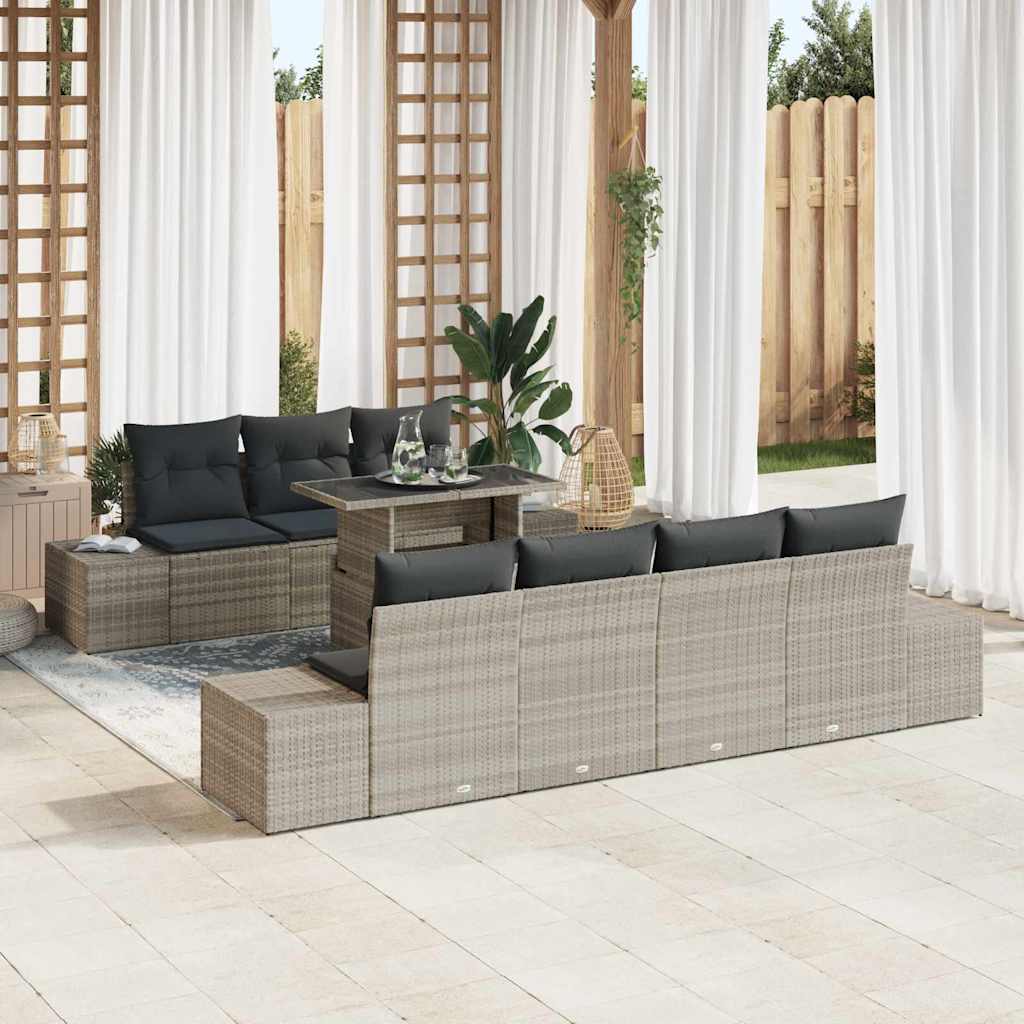 Garten-Sofa-Set mit Kissen 8 pcs Hellgrau 100 x 55 x 73 cm