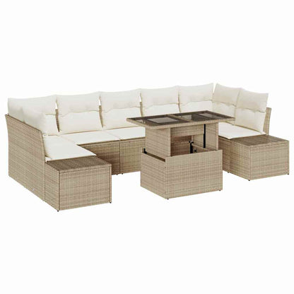 Sofa Set mit Kissen 8 pcs Beige und Creme Poly-Rattan