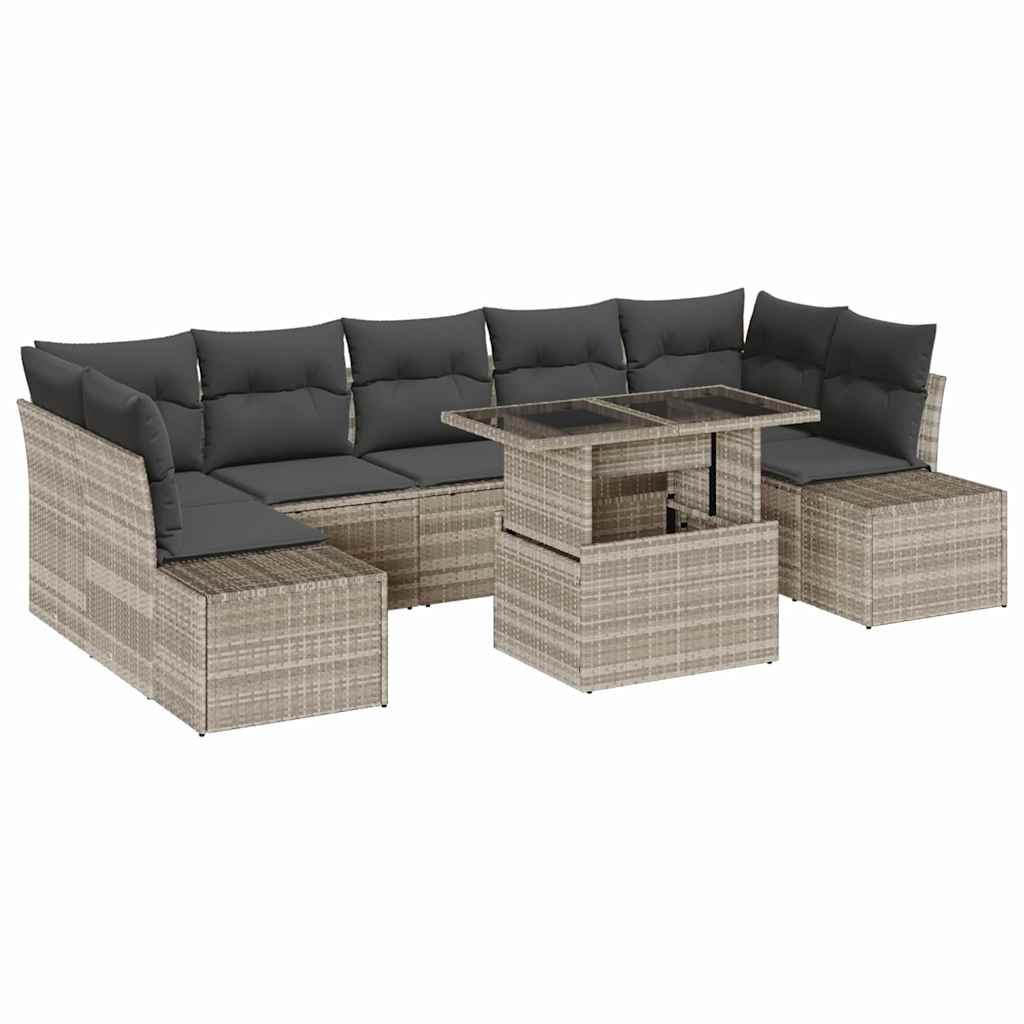 Garten-Sofa-Set mit Kissen 8 pcs Hellgrau 100 x 55 x 73 cm