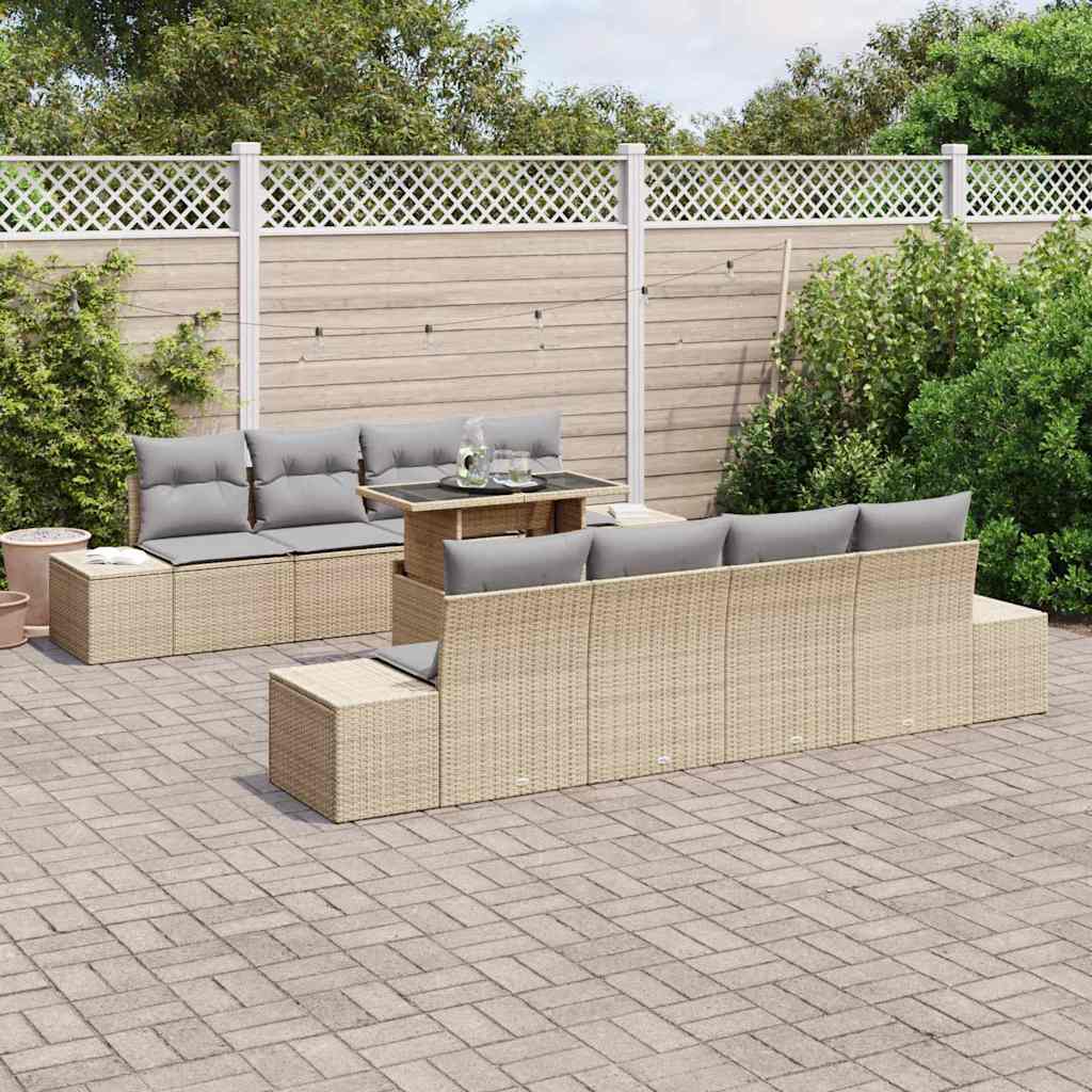 Garten-Sofa-Set 7 pcs Beige und Hellgrau 100 x 55 x 73 cm