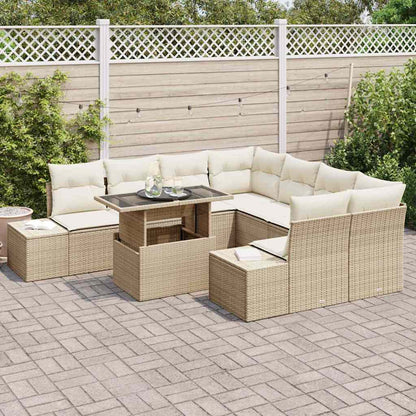 Garten-Sofa-Set 9 pcs Beige und Creme 100 x 55 x 73 cm