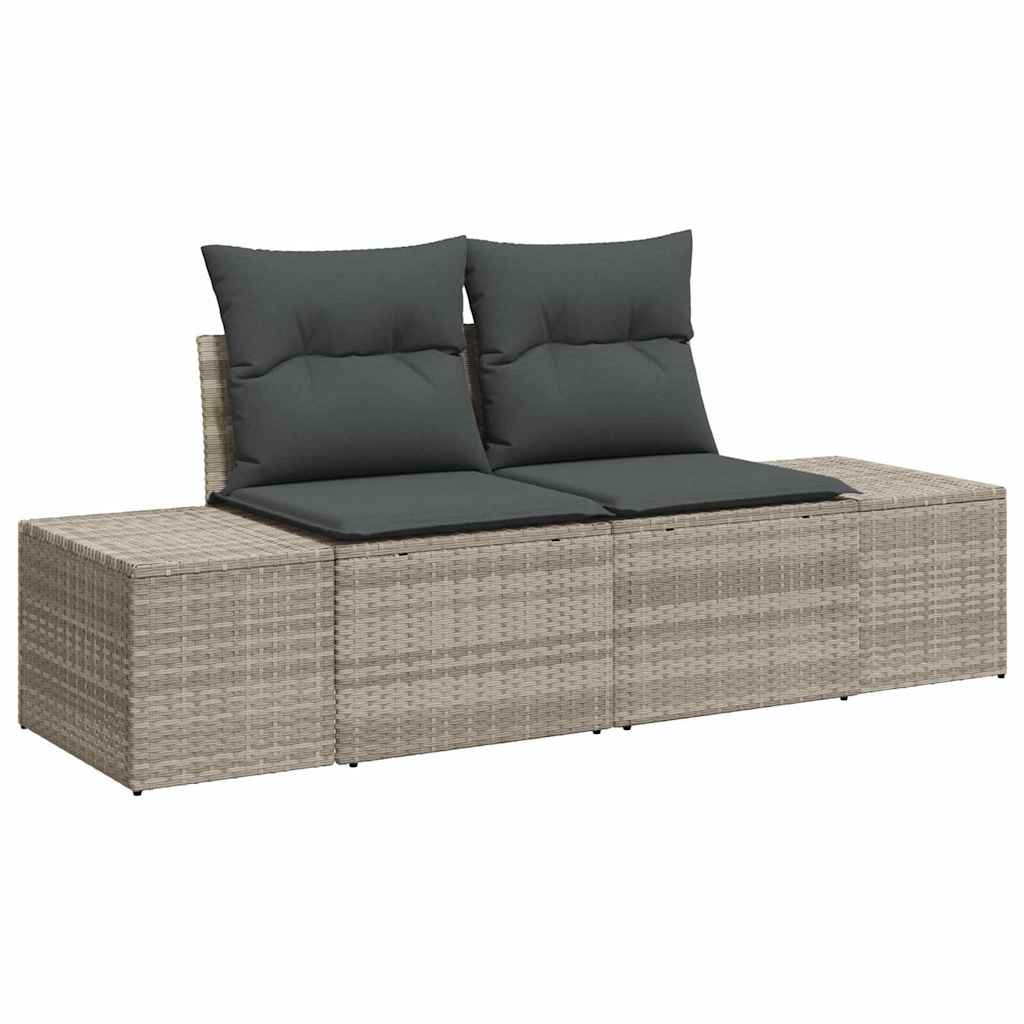 Garten-Sofa-Set mit Kissen 9 pcs Hellgrau 100 x 55 x 73 cm