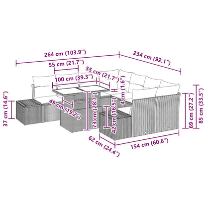 Garten-Sofa-Set mit Kissen 9 pcs Hellgrau 100 x 55 x 73 cm