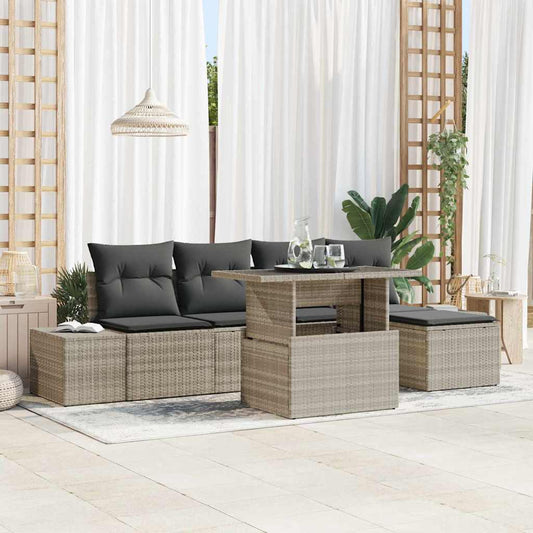 Garten-Sofa-Set mit Kissen 6 pcs Hellgrau