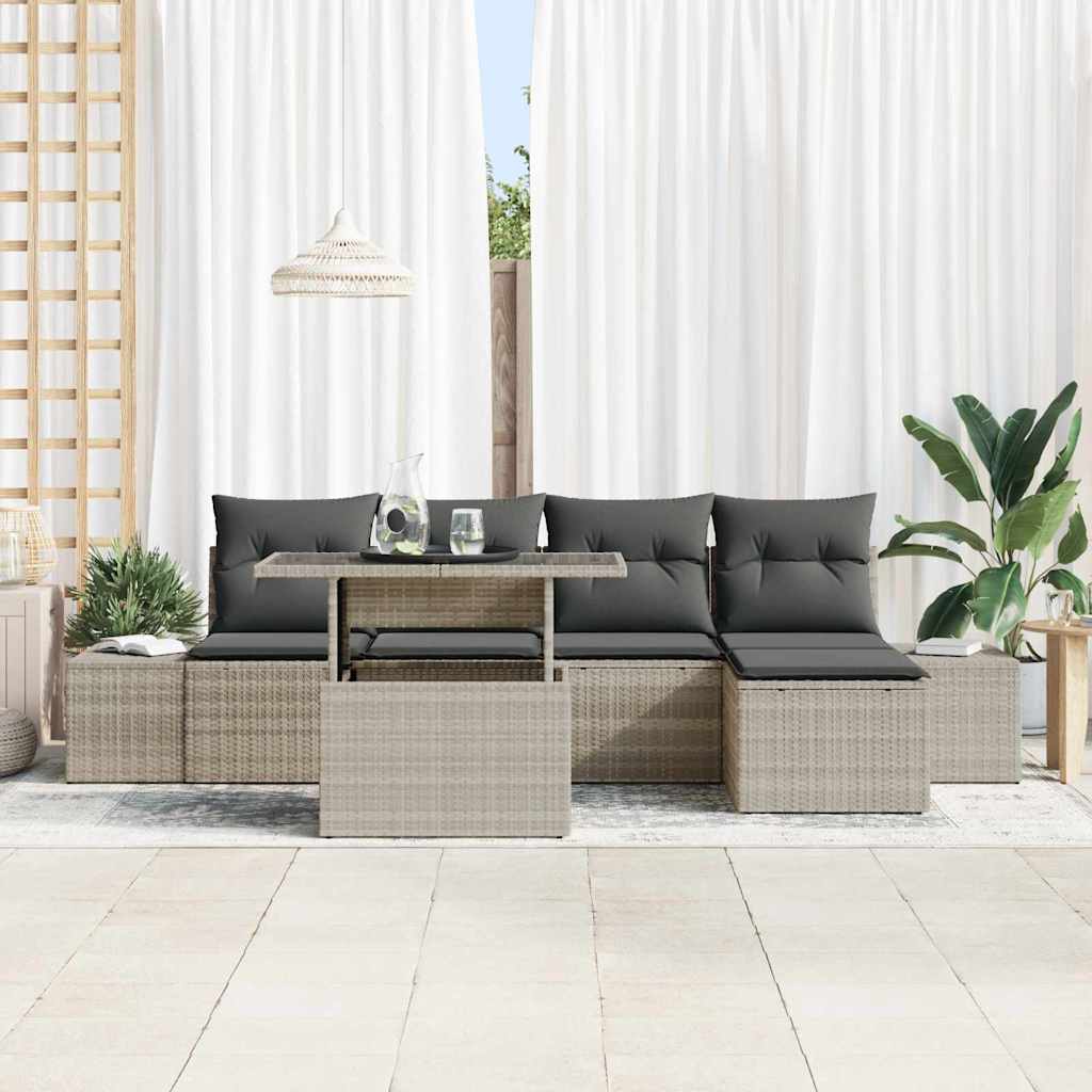 Garten-Sofa-Set mit Kissen 6 pcs Hellgrau