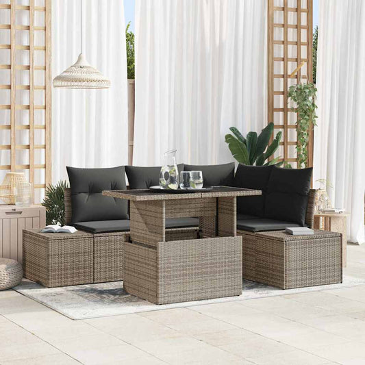 Garten-Sofa-Set mit Kissen 5 pcs Grau 100 x 55 x 73 cm