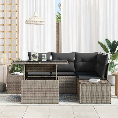 Garten-Sofa-Set mit Kissen 5 pcs Grau 100 x 55 x 73 cm