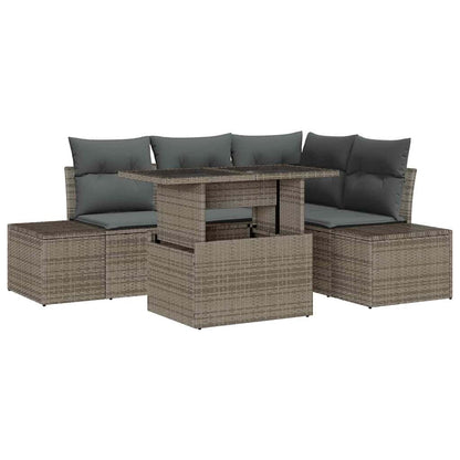 Garten-Sofa-Set mit Kissen 5 pcs Grau 100 x 55 x 73 cm
