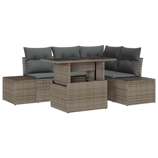 Garten-Sofa-Set mit Kissen 5 pcs Grau 100 x 55 x 73 cm