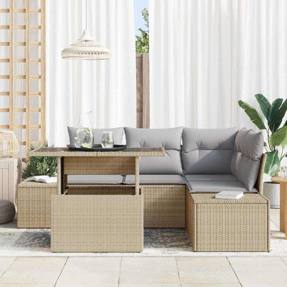 Garten-Sofa-Set 5 pcs Beige und Hellgrau 100 x 55 x 73 cm