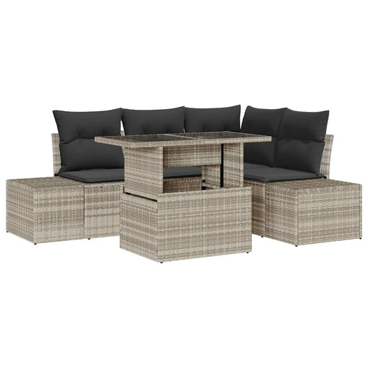Garten-Sofa-Set mit Kissen 5 pcs Hellgrau 100 x 55 x 73 cm