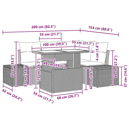 Garten-Sofa-Set mit Kissen 5 pcs Hellgrau 100 x 55 x 73 cm