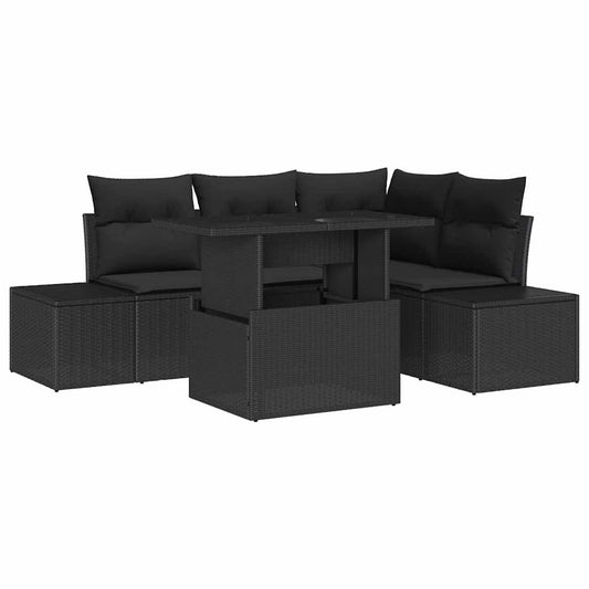 Garten-Sofa-Set mit Kissen 5 pcs Schwarz 100 x 55 x 73 cm