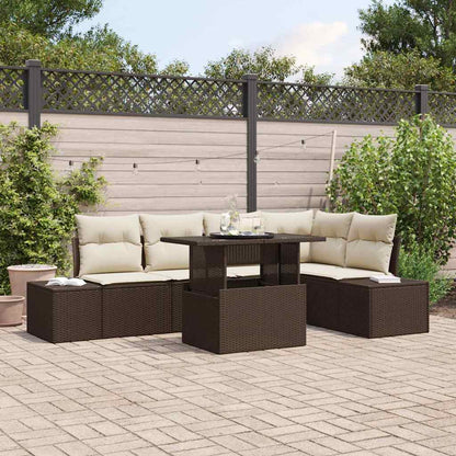 Garten-Sofa-Set mit Kissen 6 pcs Braun Poly Rattan