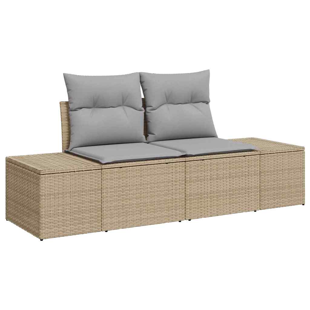 Garten-Sofa-Set mit Kissen 6 pcs Beige Poly Rattan