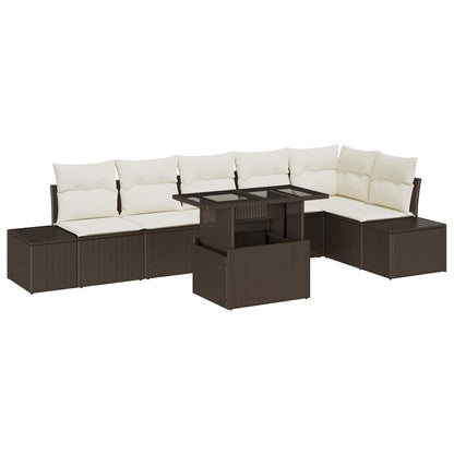 Garten-Sofa-Set 7 pcs Braun und Creme 100 x 55 x 73 cm