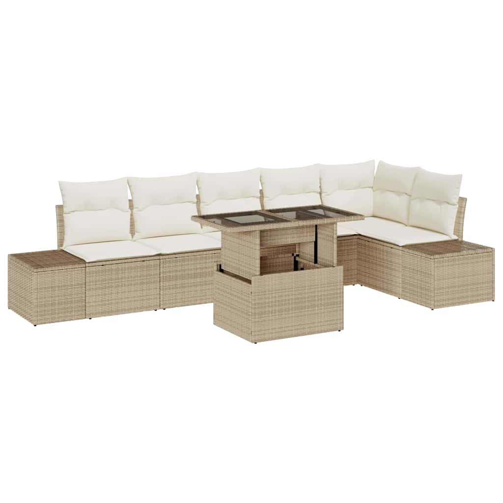 Garten-Sofa-Set 7 pcs Beige und Creme 100 x 55 x 73 cm