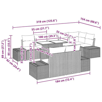 Garten-Sofa-Set 9 pcs Braun und Creme 100 x 55 x 73 cm