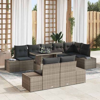 Garten-Sofa-Set mit Kissen 9 pcs Grau 100 x 55 x 73 cm