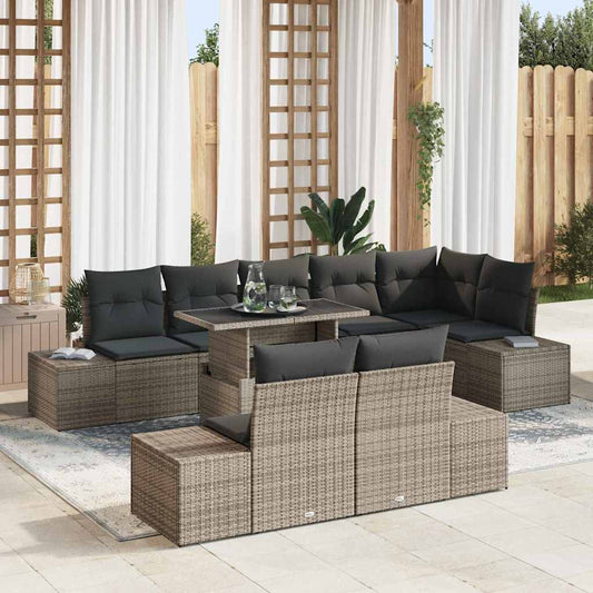 Garten-Sofa-Set mit Kissen 9 pcs Grau 100 x 55 x 73 cm