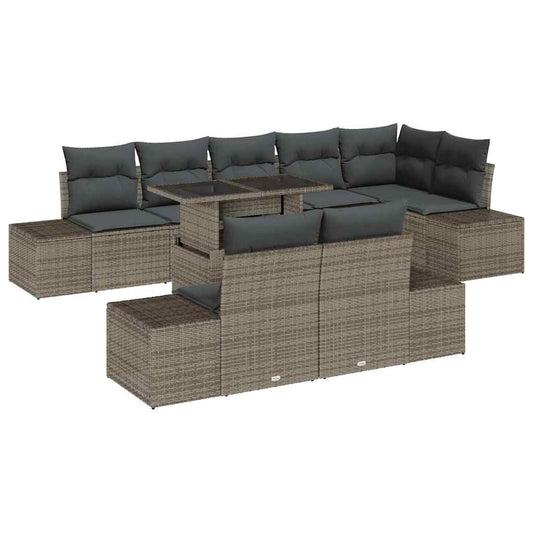 Garten-Sofa-Set mit Kissen 9 pcs Grau 100 x 55 x 73 cm