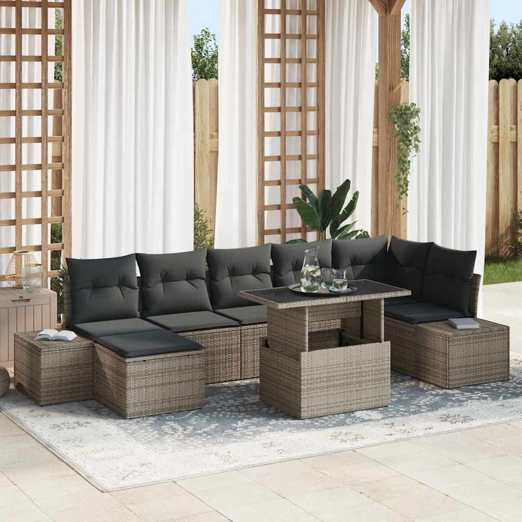 Garten-Sofa-Set mit Kissen 8 pcs Grau