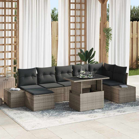 Garten-Sofa-Set mit Kissen 8 pcs Grau
