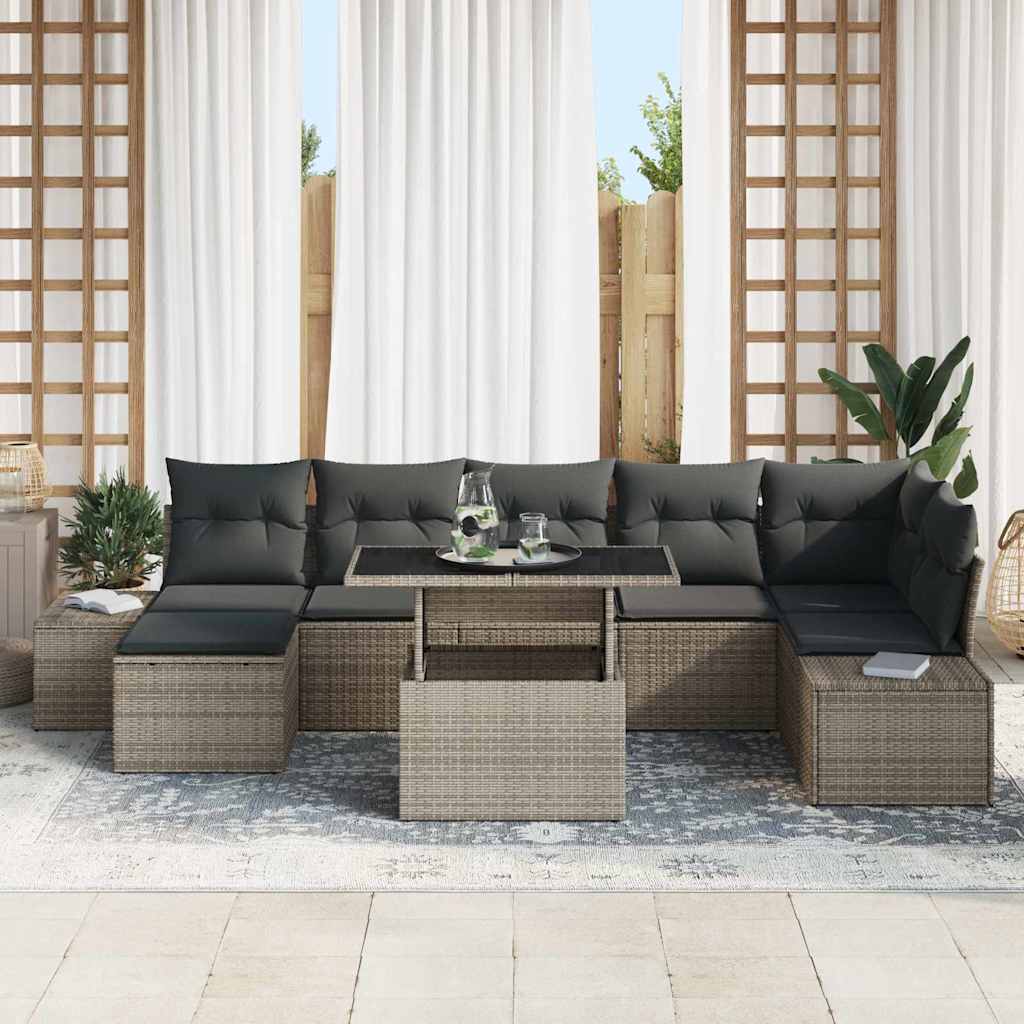 Garten-Sofa-Set mit Kissen 8 pcs Grau