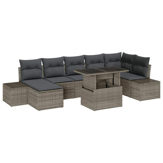 Garten-Sofa-Set mit Kissen 8 pcs Grau