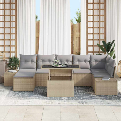 Garten-Sofa-Set mit Kissen 8 pcs Beige und Hellgrau