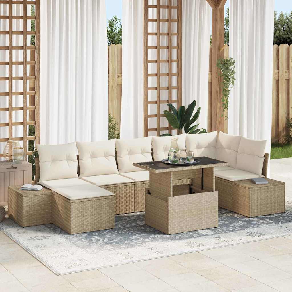 Garten-Sofa-Set mit Kissen 8 pcs Beige und Creme