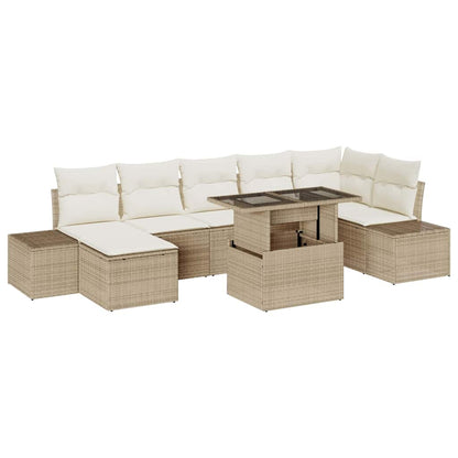 Garten-Sofa-Set mit Kissen 8 pcs Beige und Creme