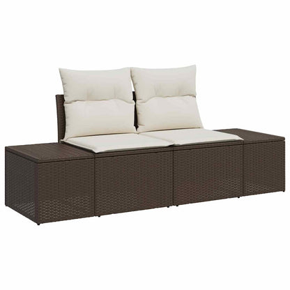 Garten-Sofa-Set mit Kissen 9 pcs Braun und Creme